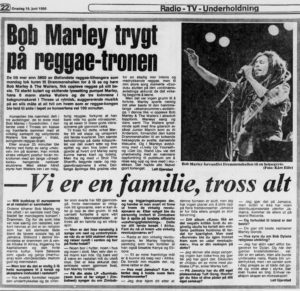 Bob Marley-anmeldelse og intervju i Dagbladet, 18. juni 1980.