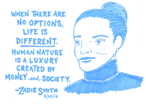 Zadie Smith er en av flere hundre forfattere som Kate Gavino har tegnet og publisert. (Foto: Lastnightrading/Facebook.com)